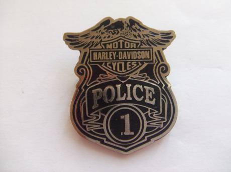 Harley Davidson Motor Cycles police 1 badge  zwart